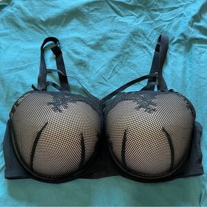 Cacquie Boost Balconette Bra Underwire Padded Strappy Black 40DDD